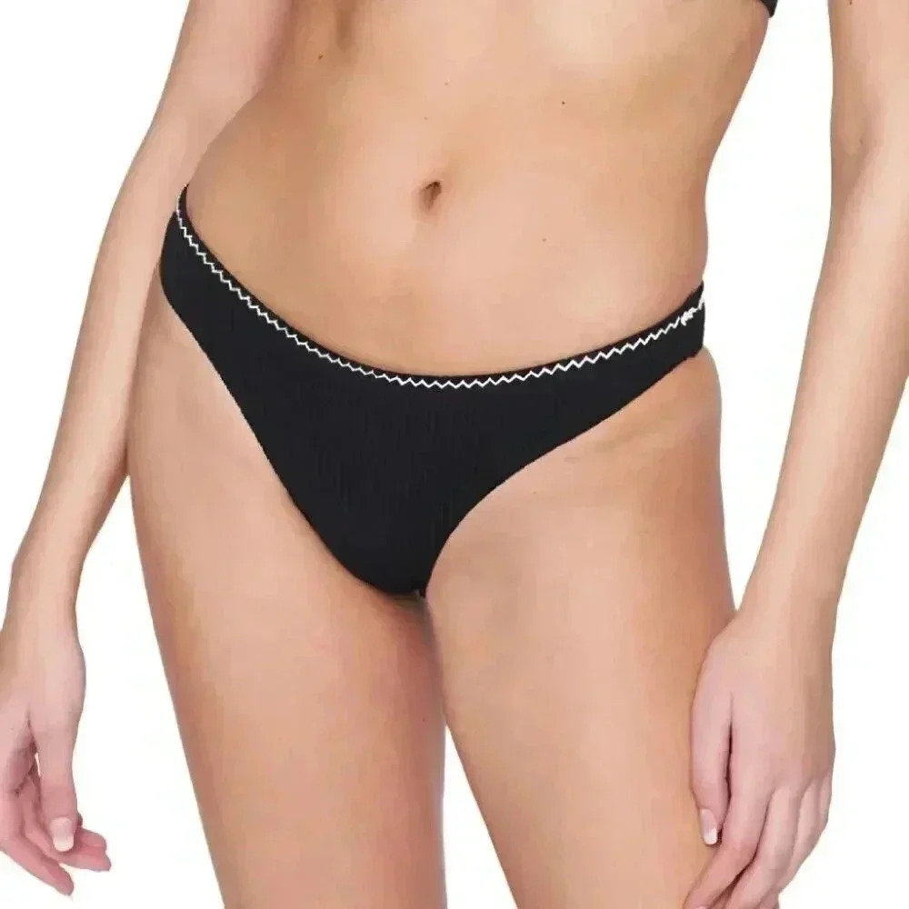 Hurley Coastal Moderate Bikini  Bottom Black NWT